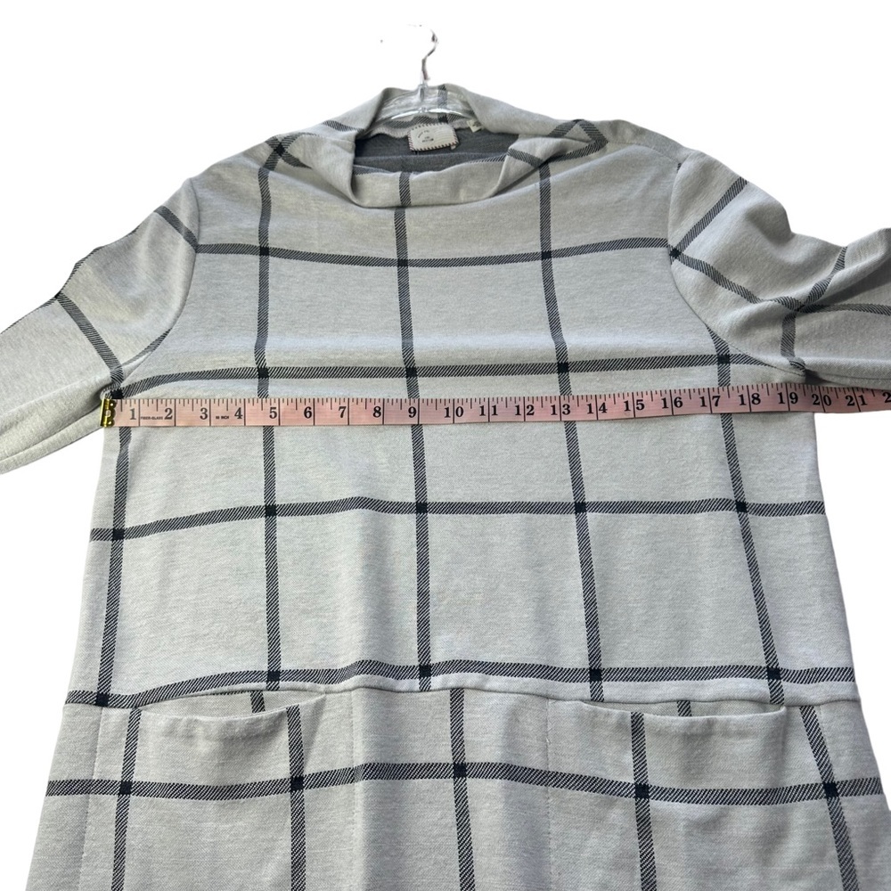 ANTHROPOLOGIE POSTMARK Windowpane Sweater Tunic Mini Dress Plaid‎ Medium M Gray - Picture 6 of 8